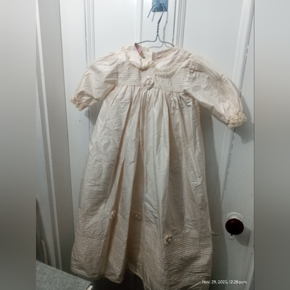 Christening Gown Long Sleeve    New 100% Silk